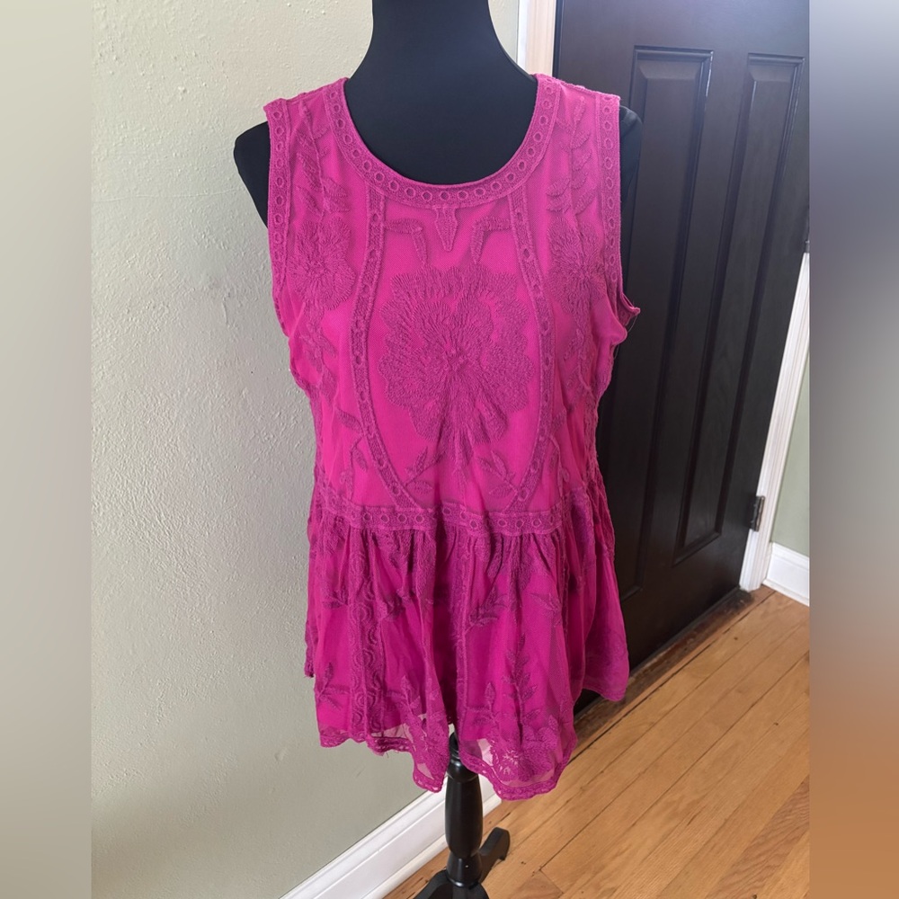 Lane Bryant Pink Peplum Sleeveless Tank Top